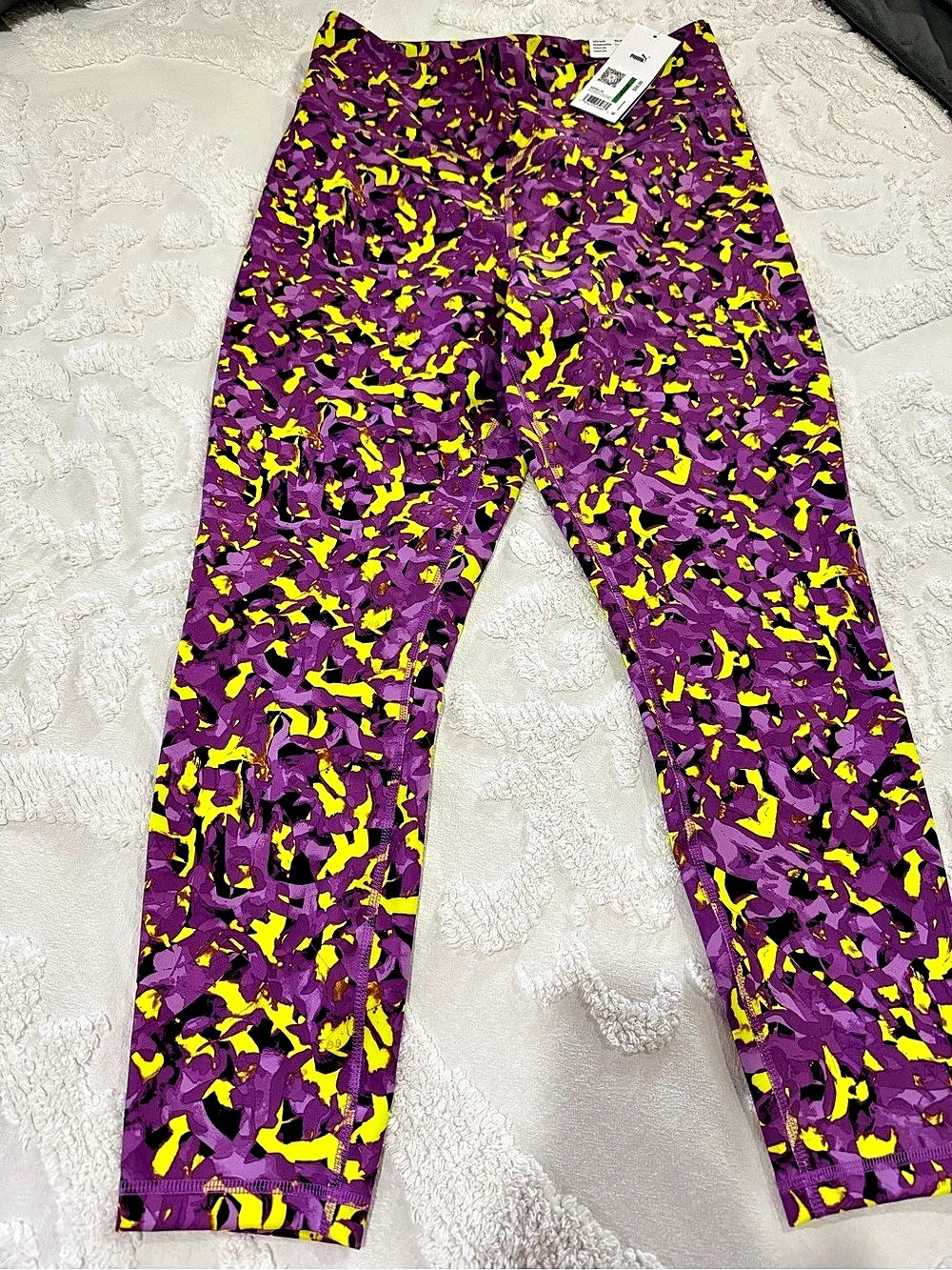 Puma High Waist Tight Fit Leggings Purple & Yellow Small